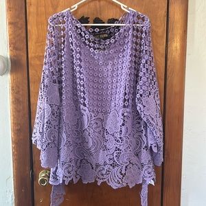 Purple embroidery lace top